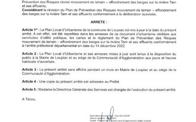Arrêté de mise à jour du PLU – PPRn effondrement des berges